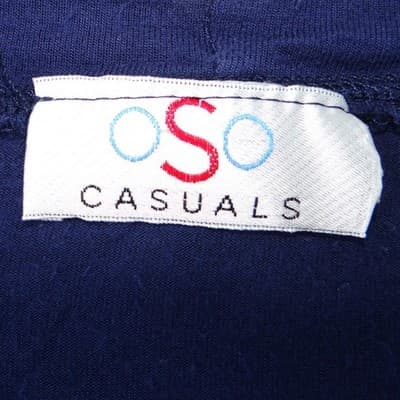 Vintage OSO CASUALS Women's Navy Grey Color Block 3/4 Sleeve Tunic Top Sz Large - Thumbnail 2