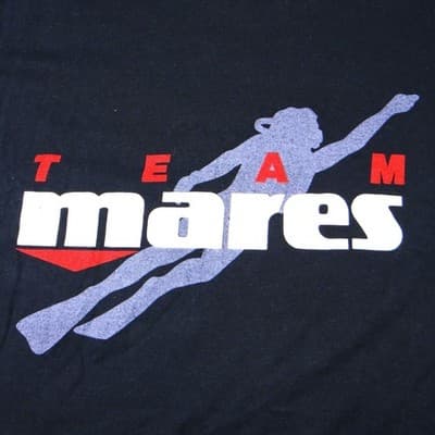 Vintage Mares Team Scuba Diver Graphic TShirt Mens L Black Short Sleeve Pocket - Thumbnail 4