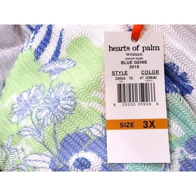 Hearts of Palm Woman Blue Genie 2019 Top Tunic 3X Floral Tropical V-Neck - Thumbnail 4