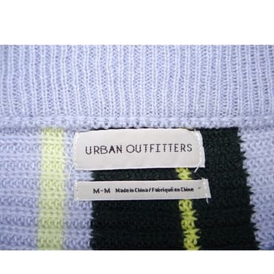 Urban Outfitters Striped Cropped Sweater Pullover Light Blue Yellow Black M - Thumbnail 2