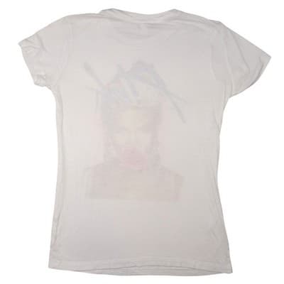 White Pink Singer Pop Star Rose Mouth Graphic T Shirt Women's Size Medium - Thumbnail 6