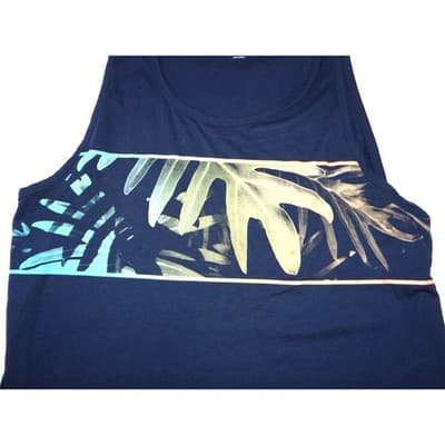 Old Navy Mens Navy Tropical Leaf Print Tank Top XL Soft Washed Athletic - Thumbnail 4