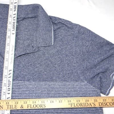 Goodfellow & Co Mens Standard Fit Heathered Stripe Polo Shirt Blue XL - Thumbnail 4