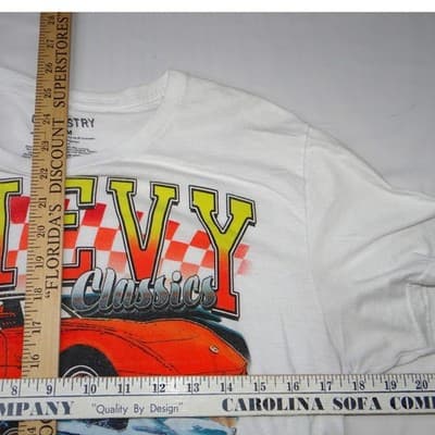 CHEMISTRY Womens White Short Sleeve Corvette Graphic T Shirt Size Medium - Thumbnail 5