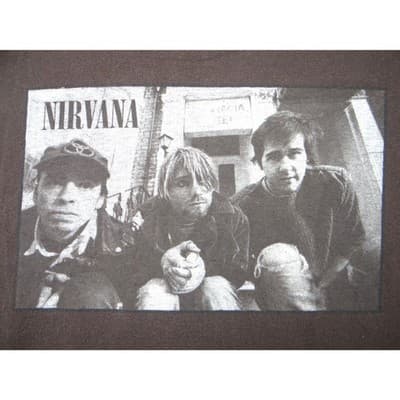 Nirvana Band Photo T Shirt Men's Size Medium Brown Short Sleeve Graphic Tee - Thumbnail 4