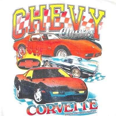 CHEMISTRY Womens White Short Sleeve Corvette Graphic T Shirt Size Medium - Thumbnail 4