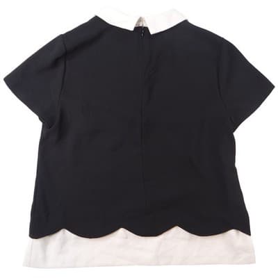 BY CYNTHIA STEFFE Black White Scallop Collar Short Sleeve Top Womens XL - Thumbnail 5