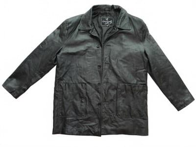Men's Black Leather Jacket Medium Caribou Creek