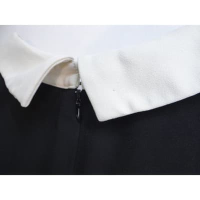 BY CYNTHIA STEFFE Black White Scallop Collar Short Sleeve Top Womens XL - Thumbnail 6