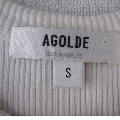 AGOLDE Ribbed Tank Top Ivory Off-White Racerback Scoop Neck Small - Thumbnail 2