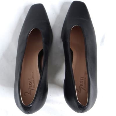 27 Edit Naturalizer Womens Black Leather Square Toe Kitten Heel Pumps Size 9.5 - Thumbnail 5