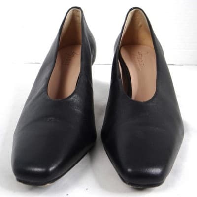 27 Edit Naturalizer Womens Black Leather Square Toe Kitten Heel Pumps Size 9.5 - Thumbnail 3