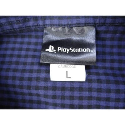 Vintage PlayStation Mens Large L Button Down Shirt Gingham Check Short Sleeve. - Thumbnail 2