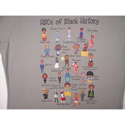 Port & Company ABCs of Black History T Shirt kid's Medium Grey Crew Neck - Thumbnail 2