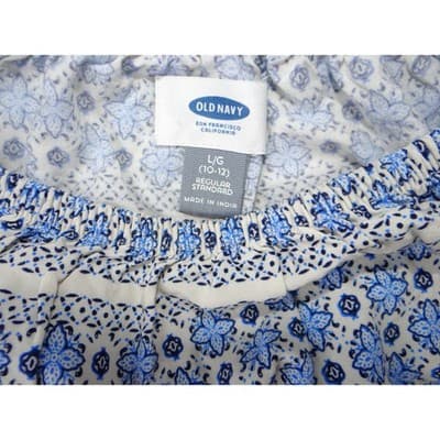 Old Navy Girls Size L 10 12 Blue White Paisley Floral Print Boho Blouse Top - Thumbnail 2