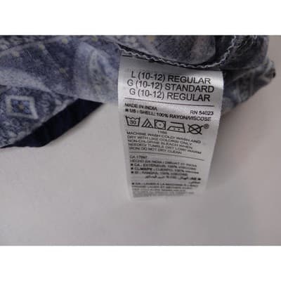 Old Navy Girls Size L 10 12 Blue White Paisley Floral Print Boho Blouse Top - Thumbnail 3