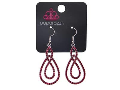 Paparazzi Elegant Teardrop Earrings - Sparkling Red & Silver