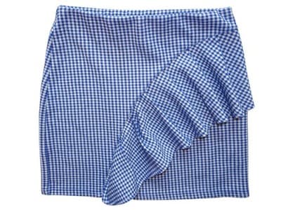 Chic Blue Gingham Ruffle Skirt