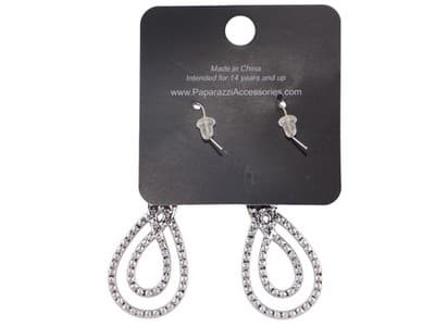 Paparazzi Elegant Teardrop Earrings - Sparkling Red & Silver - Thumbnail 2