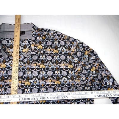 Cigar Couture Mens 3XL Button Down Shirt Black Multi Color Skull Floral Print - Thumbnail 4