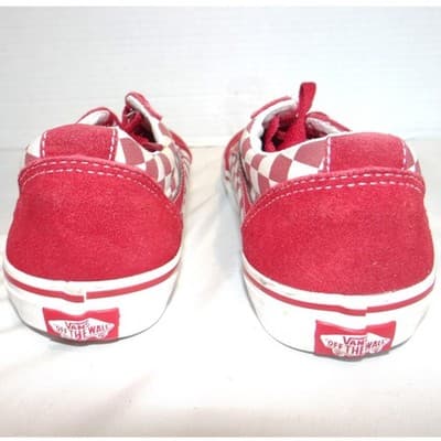 Vans Old Skool Red White Checkerboard Suede Canvas Kids Shoes Size 4.0 Youth - Thumbnail 5