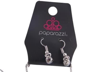 Elegant Black & Silver Teardrop Necklace with Matching Earrings - Thumbnail 3