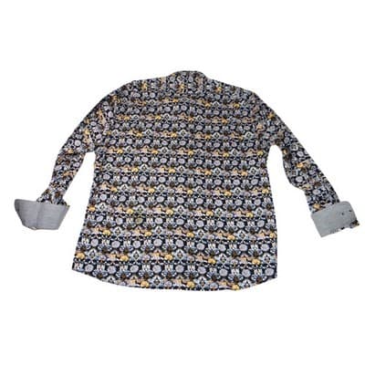 Cigar Couture Mens 3XL Button Down Shirt Black Multi Color Skull Floral Print - Thumbnail 3