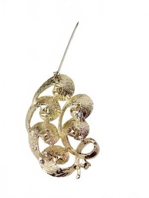Silver-Tone Brooch with Black Pearls - Thumbnail 4