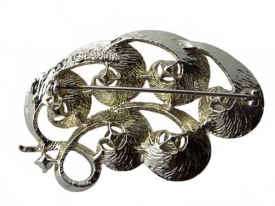 Silver-Tone Brooch with Black Pearls - Thumbnail 3
