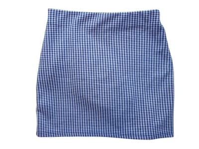 Chic Blue Gingham Ruffle Skirt - Thumbnail 2
