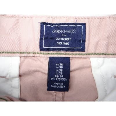 Gap Khakis Lived In Short Mens Pink Cotton Blend Flat Front Size 36 - Thumbnail 2