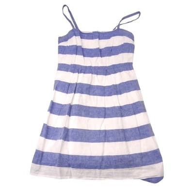 LOFT Petites Blue White Striped Linen Blend Sundress Size 0P