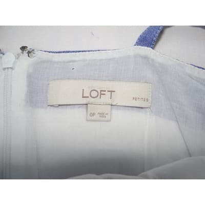 LOFT Petites Blue White Striped Linen Blend Sundress Size 0P - Thumbnail 2