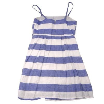LOFT Petites Blue White Striped Linen Blend Sundress Size 0P - Thumbnail 3