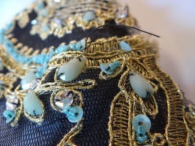 Aspeed Black Mini Dress with Embroidered Floral Bodice and Sheer Details - Thumbnail 7