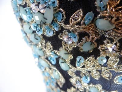 Aspeed Black Mini Dress with Embroidered Floral Bodice and Sheer Details - Thumbnail 6