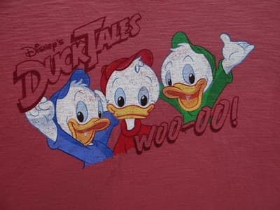 Disney DuckTales Women's Red V-Neck T-Shirt - Thumbnail 3