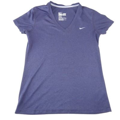 Nike Dri-FIT Womens V-Neck Short Sleeve Training Shirt Navy Blue Regular Fit M