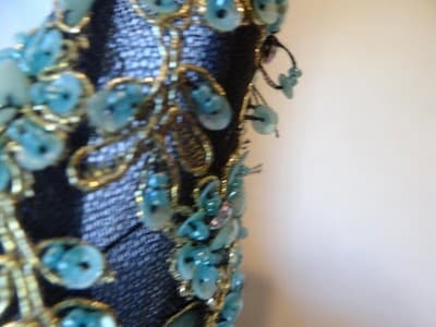 Aspeed Black Mini Dress with Embroidered Floral Bodice and Sheer Details - Thumbnail 9