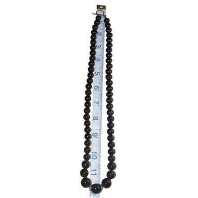 Vintage Elegant Black Beaded Statement Necklace Toggle Clasp Estate Jewelry - Thumbnail 8