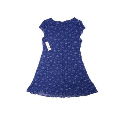 NWT-No Boundaries Kids Blue Floral Lace Cap Sleeve V Neck Dress Size XL 16 18 - Thumbnail 4