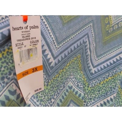 Hearts of Palm Woman Island Treasures 2018 Print V Neck Tie Front Blouse 3X - Thumbnail 5