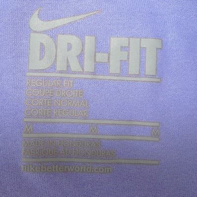 Nike Dri-FIT Womens V-Neck Short Sleeve Activewear Tee Purple Regular Fit M - Thumbnail 2