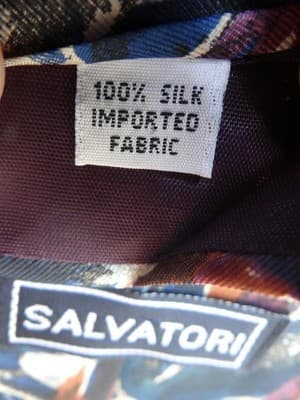Vintage Salvatori Silk Leaf Pattern Tie - Perfect Accessory for Any Occasion - Thumbnail 5