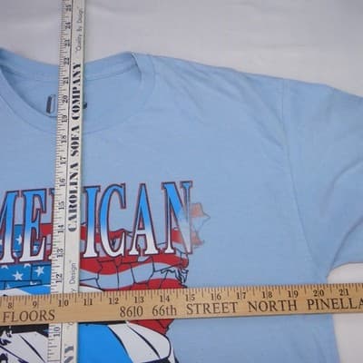 Isaac Morris American Speedway Graphic Tee Mens Large Blue Cotton Car Race Tee - Thumbnail 7