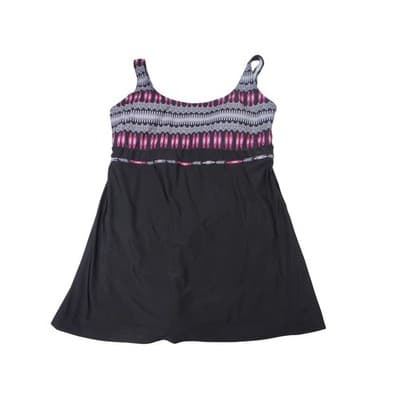 DANIFY Women's Black Swim Dress Skirtini Floral Tummy Control Size 58 - Thumbnail 3