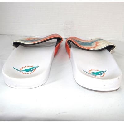 Miami Dolphins NFL Women Rhinestone Logo Slide Sandals White Orange Size L - Thumbnail 6