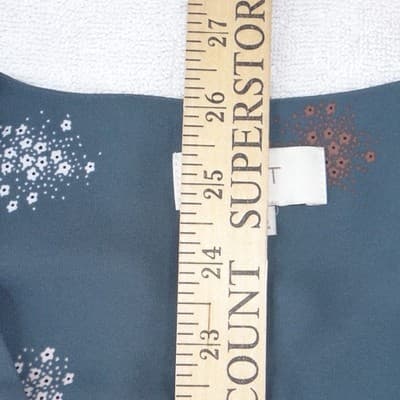 LOFT Outlet Womens Small Teal Blue Floral Flutter Sleeve V-Neck Blouse - Thumbnail 5