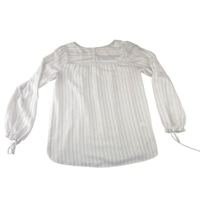 Loft Womens White Striped Long Sleeve Tie Cuff Blouse Top Size M - Thumbnail 3
