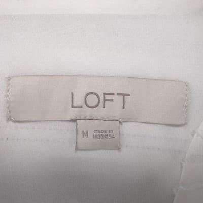 Loft Womens White Striped Long Sleeve Tie Cuff Blouse Top Size M - Thumbnail 2